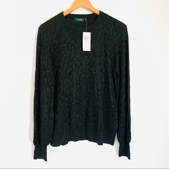 Ralph Lauren Metallic Black Sweater Animal Print - Picture 2 of 7